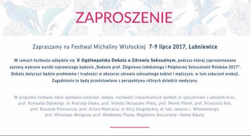 Zaproszenie na Festiwal im. Michaliny Wisłockiej